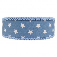 18 Mètres de Ruban Gros Grain Étoile Bleu 25mm pour la Création de Bijoux Fantaisie - DIY