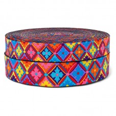 1 Mètre de Ruban Tissé Jacquard Multicolore 22mm pour la Création de Bijoux Fantaisie - DIY