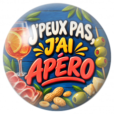Cabochon en Verre Illustré J’Peux Pas, J’ai Apéro 12 à 25mm pour la Création de Bijoux Fantaisie - DIY