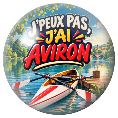 Cabochon en Verre Illustré J’Peux Pas, J’ai Aviron 12 à 25mm