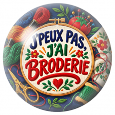 Cabochon en Verre Illustré J’Peux Pas, J’ai Broderie 12 à 25mm pour la Création de Bijoux Fantaisie - DIY