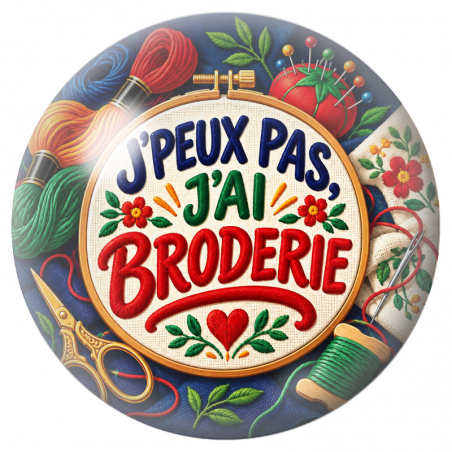 Cabochon en Verre Illustré J’Peux Pas, J’ai Broderie 12 à 25mm