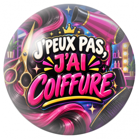 Cabochon en Verre Illustré J’Peux Pas, J’ai Coiffure 12 à 25mm