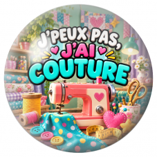 Cabochon en Verre Illustré J’Peux Pas, J’ai Couture 12 à 25mm pour la Création de Bijoux Fantaisie - DIY