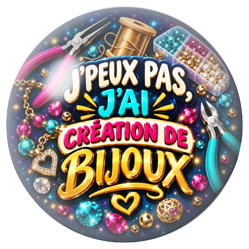Cabochon en Verre Illustré J’Peux Pas, J’ai Création de Bijoux 12 à 25mm pour la Création de Bijoux Fantaisie - DIY