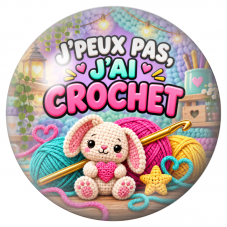 Cabochon en Verre Illustré J’Peux Pas, J’ai Crochet 12 à 25mm pour la Création de Bijoux Fantaisie - DIY