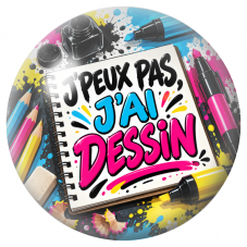 Cabochon en Verre Illustré J’Peux Pas, J’ai Dessin 12 à 25mm pour la Création de Bijoux Fantaisie - DIY