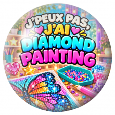 Cabochon en Verre Illustré J’Peux Pas, J’ai Diamond Painting 12 à 25mm pour la Création de Bijoux Fantaisie - DIY