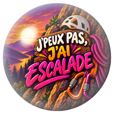 Cabochon en Verre Illustré J’Peux Pas, J’ai Escalade 12 à 25mm