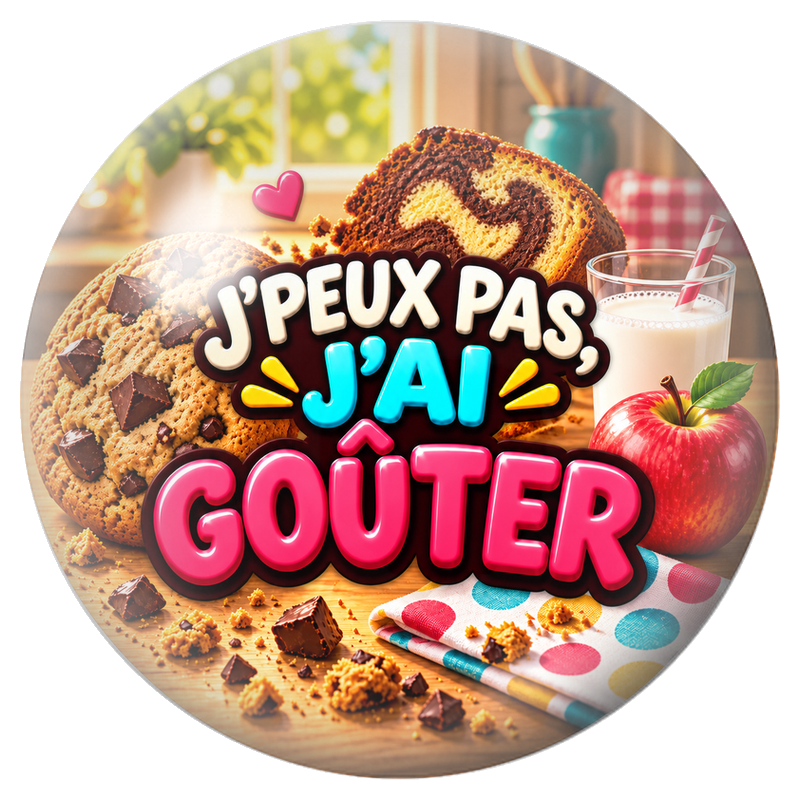 Cabochon en Verre Illustré J’Peux Pas, J’ai Goûter 12 à 25mm pour la Création de Bijoux Fantaisie - DIY