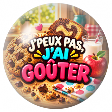 Cabochon en Verre Illustré J’Peux Pas, J’ai Goûter 12 à 25mm