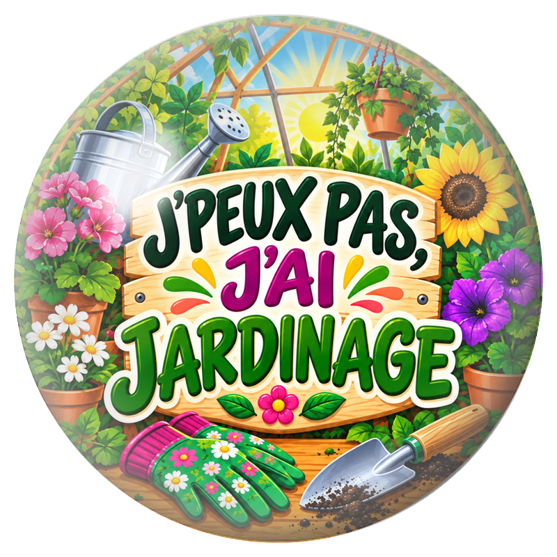 Cabochon en Verre Illustré J’Peux Pas, J’ai Jardinage 12 à 25mm pour la Création de Bijoux Fantaisie - DIY