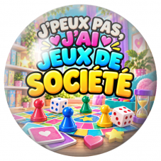 Cabochon en Verre Illustré J’Peux Pas, J’ai Jeux de Société 12 à 25mm pour la Création de Bijoux Fantaisie - DIY