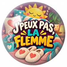 Cabochon en Verre Illustré J’Peux Pas, la Flemme 12 à 25mm pour la Création de Bijoux Fantaisie - DIY