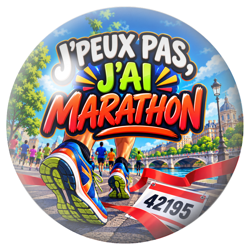 Cabochon en Verre Illustré J’Peux Pas, J’ai Marathon 12 à 25mm pour la Création de Bijoux Fantaisie - DIY