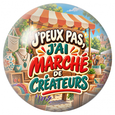 Cabochon en Verre Illustré J’Peux Pas, J’ai Marché de Créateurs 12 à 25mm