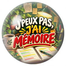 Cabochon en Verre Illustré J’Peux Pas, J’ai Mémoire 12 à 25mm pour la Création de Bijoux Fantaisie - DIY