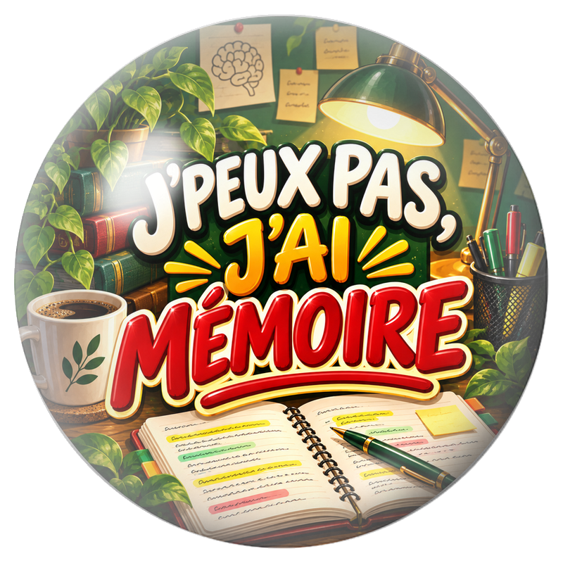 Cabochon en Verre Illustré J’Peux Pas, J’ai Mémoire 12 à 25mm pour la Création de Bijoux Fantaisie - DIY