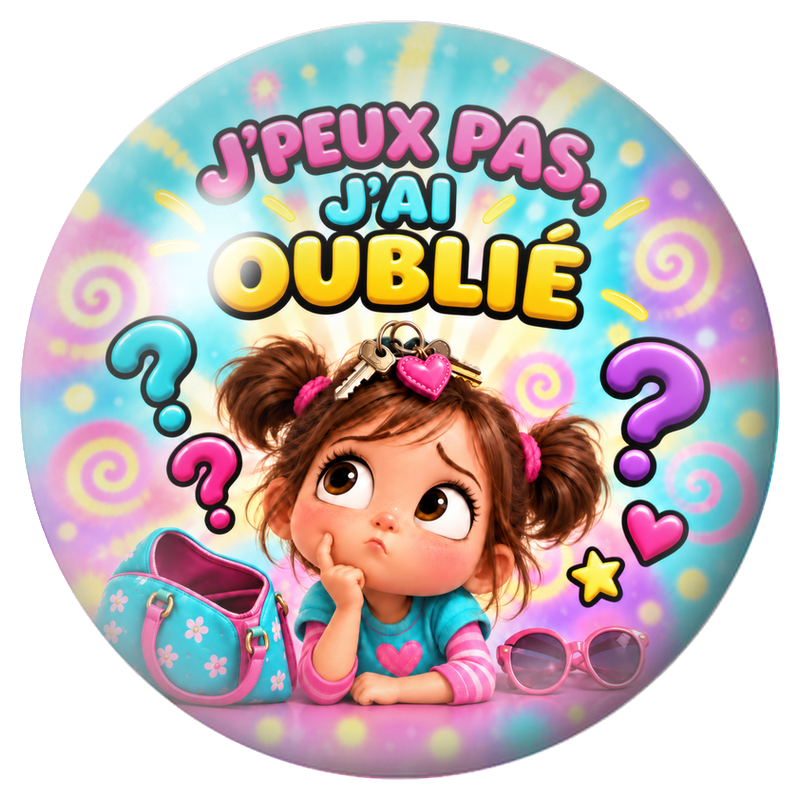 Cabochon en Verre Illustré J’Peux Pas, J’ai Oublié 12 à 25mm pour la Création de Bijoux Fantaisie - DIY