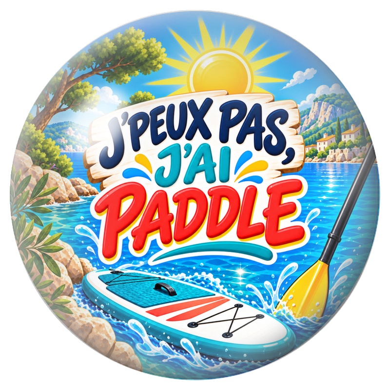 Cabochon en Verre Illustré J’Peux Pas, J’ai Paddle 12 à 25mm pour la Création de Bijoux Fantaisie - DIY
