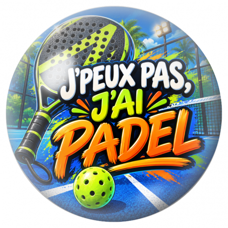 Cabochon en Verre Illustré J’Peux Pas, J’ai Padel 12 à 25mm