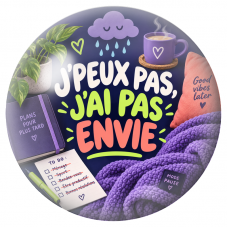Cabochon en Verre Illustré J’Peux Pas, J’ai pas Envie 12 à 25mm pour la Création de Bijoux Fantaisie - DIY