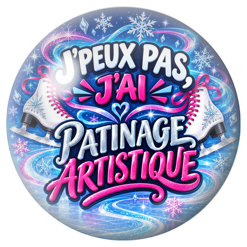Cabochon en Verre Illustré J’Peux Pas, J’ai Patinage Artistique 12 à 25mm pour la Création de Bijoux Fantaisie - DIY