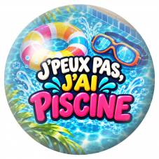 Cabochon en Verre Illustré J’Peux Pas, J’ai Piscine 12 à 25mm pour la Création de Bijoux Fantaisie - DIY