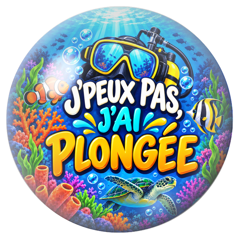 Cabochon en Verre Illustré J’Peux Pas, J’ai Plongée 12 à 25mm pour la Création de Bijoux Fantaisie - DIY