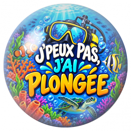 Cabochon en Verre Illustré J’Peux Pas, J’ai Plongée 12 à 25mm