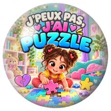 Cabochon en Verre Illustré J’Peux Pas, J’ai Puzzle 12 à 25mm pour la Création de Bijoux Fantaisie - DIY