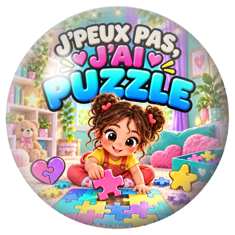 Cabochon en Verre Illustré J’Peux Pas, J’ai Puzzle 12 à 25mm pour la Création de Bijoux Fantaisie - DIY