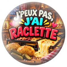 Cabochon en Verre Illustré J’Peux Pas, J’ai Raclette 12 à 25mm pour la Création de Bijoux Fantaisie - DIY