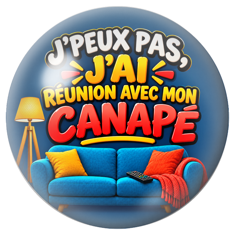 Cabochon en Verre Illustré J’Peux Pas, J’ai Réunion avec mon Canapé 12 à 25mm pour la Création de Bijoux Fantaisie - DIY