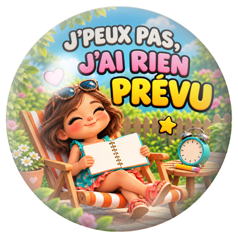 Cabochon en Verre Illustré J’Peux Pas, J’ai Rien Prévu 12 à 25mm pour la Création de Bijoux Fantaisie - DIY