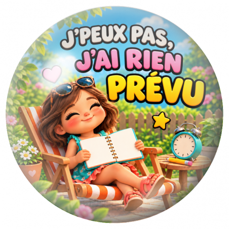 Cabochon en Verre Illustré J’Peux Pas, J’ai Rien Prévu 12 à 25mm