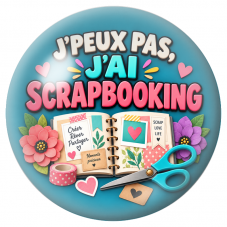 Cabochon en Verre Illustré J’Peux Pas, J’ai Scrapbooking 12 à 25mm pour la Création de Bijoux Fantaisie - DIY
