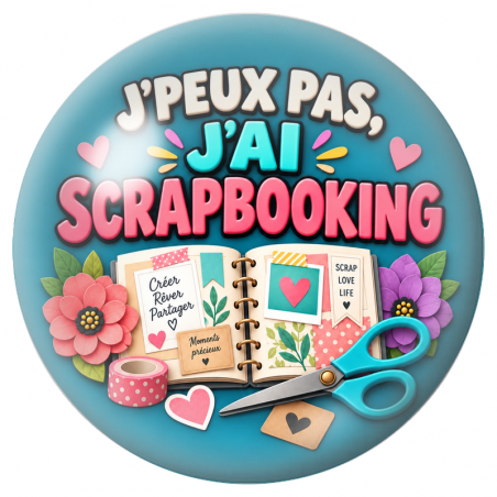 Cabochon en Verre Illustré J’Peux Pas, J’ai Scrapbooking 12 à 25mm