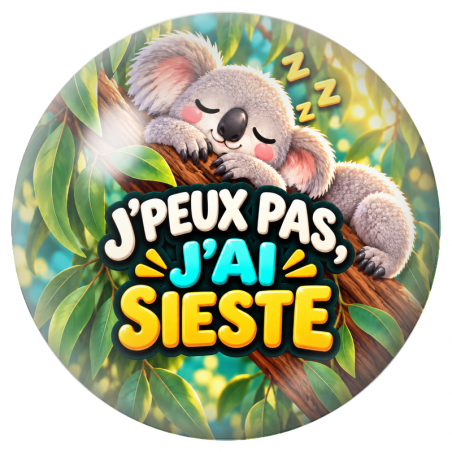 Cabochon en Verre Illustré J’Peux Pas, J’ai Sieste 12 à 25mm