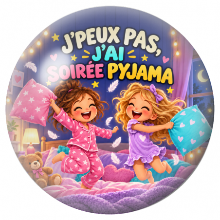 Cabochon en Verre Illustré J’Peux Pas, J’ai Soirée Pyjama 12 à 25mm