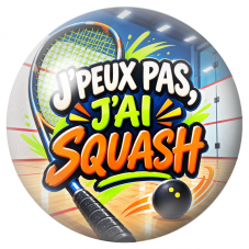 Cabochon en Verre Illustré J’Peux Pas, J’ai Squash 12 à 25mm pour la Création de Bijoux Fantaisie - DIY