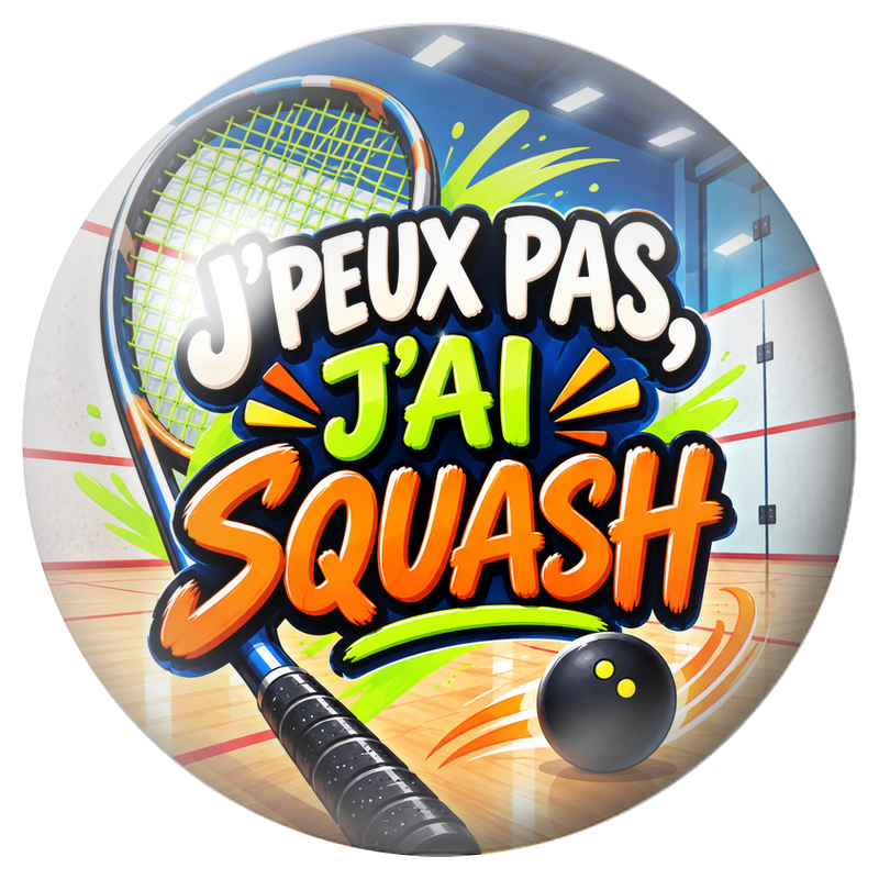 Cabochon en Verre Illustré J’Peux Pas, J’ai Squash 12 à 25mm pour la Création de Bijoux Fantaisie - DIY