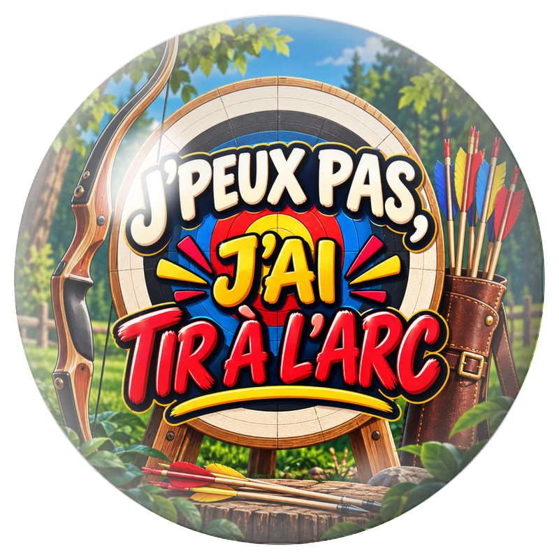 Cabochon en Verre Illustré J’Peux Pas, J’ai Tir à l’Arc 12 à 25mm pour la Création de Bijoux Fantaisie - DIY