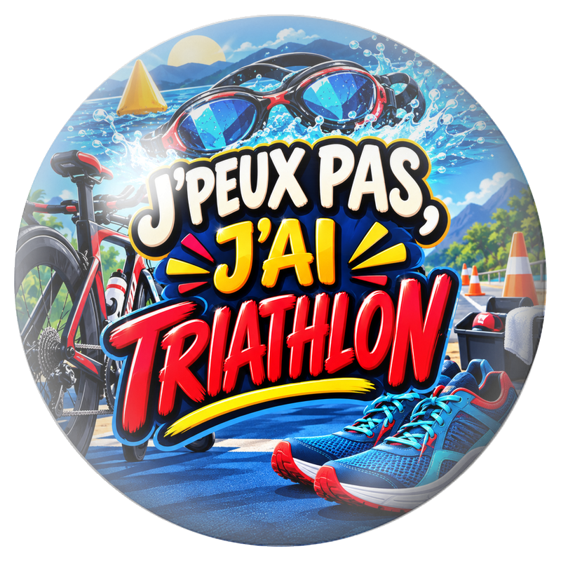 Cabochon en Verre Illustré J’Peux Pas, J’ai Triathlon 12 à 25mm pour la Création de Bijoux Fantaisie - DIY