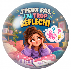 Cabochon en Verre Illustré J’Peux Pas, J’ai Trop Réfléchi 12 à 25mm pour la Création de Bijoux Fantaisie - DIY
