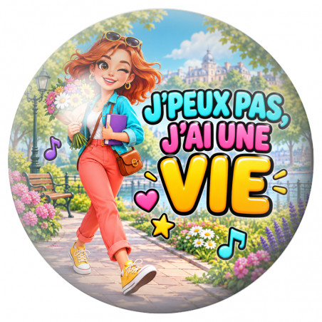Cabochon en Verre Illustré J’Peux Pas, J’ai une Vie 12 à 25mm
