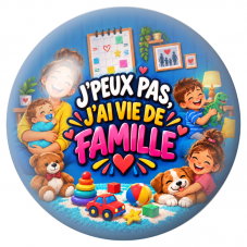 Cabochon en Verre Illustré J’Peux Pas, J’ai Vie de Famille 12 à 25mm pour la Création de Bijoux Fantaisie - DIY