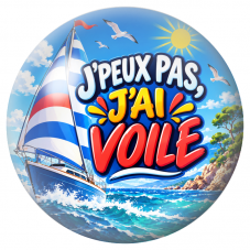 Cabochon en Verre Illustré J’Peux Pas, J’ai Voile 12 à 25mm pour la Création de Bijoux Fantaisie - DIY