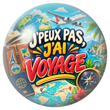 Cabochon en Verre Illustré J’Peux Pas, J’ai Voyage 12 à 25mm pour la Création de Bijoux Fantaisie - DIY