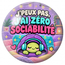 Cabochon en Verre Illustré J’Peux Pas, J’ai Zéro Sociabilité 12 à 25mm pour la Création de Bijoux Fantaisie - DIY